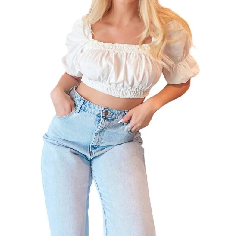 Women's Seasonal Fashion Trends Doja Puff Sleeve Crop Top In White