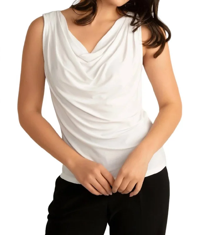 Women's Seasonal Garments Cowl Neck Top In White