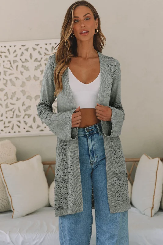 Latest Trends Pointelle Knit Open Front Cardigan