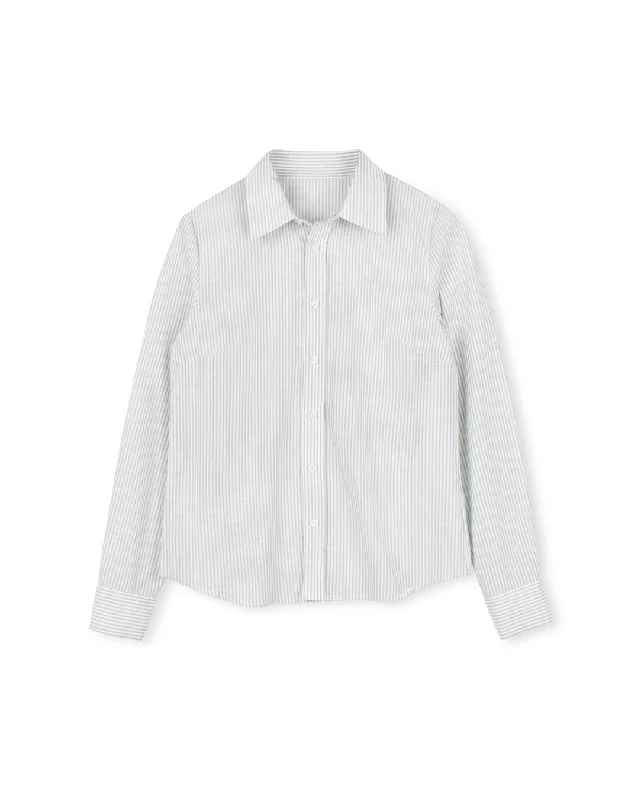 Luxe Women's Fashion Oxford Stripe Blouse