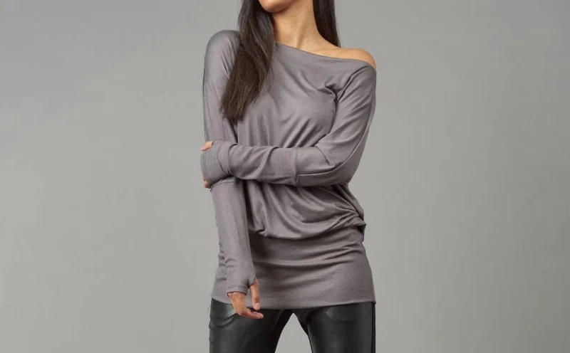 Elegant Women's Clothing Online Banded Bottom Tunic In Steel