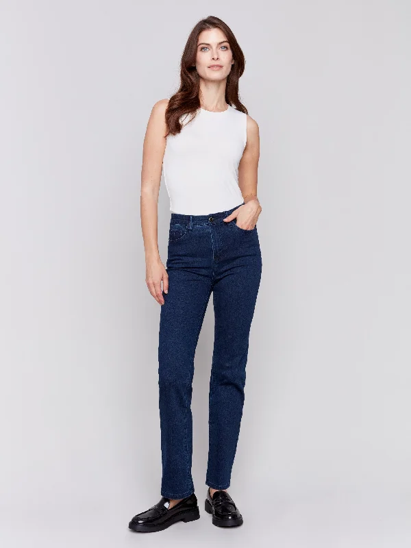 Stylish Women's Apparel Straight Leg Jeans - Blue Black