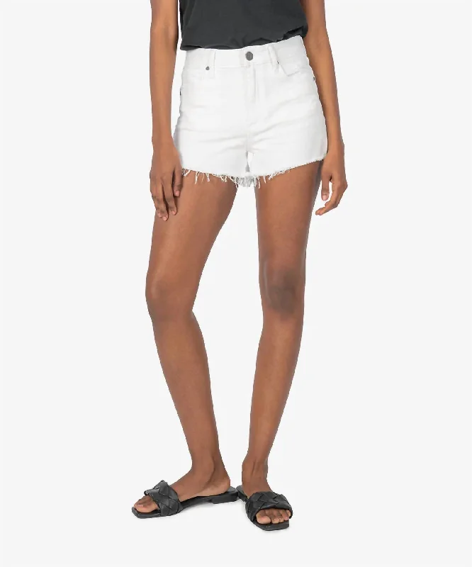 Bold Fashion Jane High Rise Cut-Off Shorts In Optic White