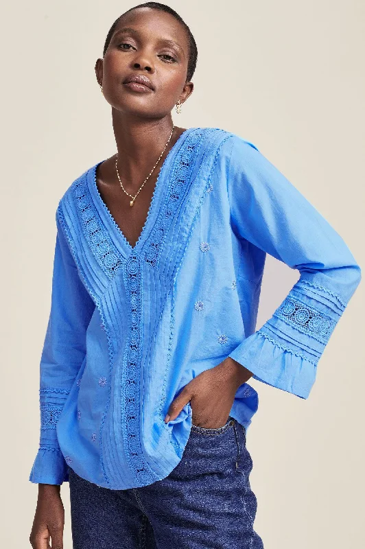 Women's Clothing Online Sale Valentina Embroidered Blouse | Marina Blue