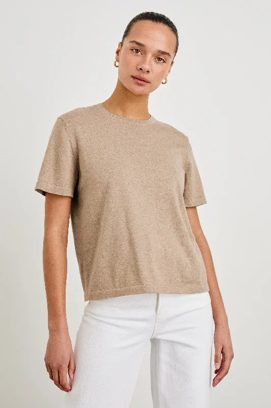 Timeless Women's Outfit COTTON CASHMERE T-SHIRT - HEATHER OAT