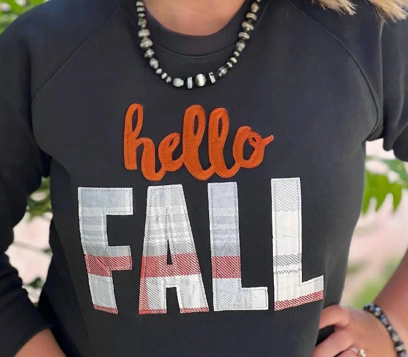 Women's Professional Attire Hello Fall Applique Sweatshirts In Charcoal