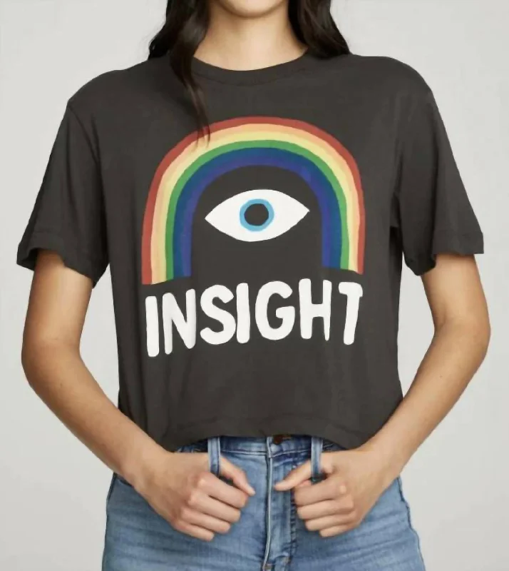 Women's Activewear Outfit Short Sleeve Insight Rainbow Tee In Vintage Black