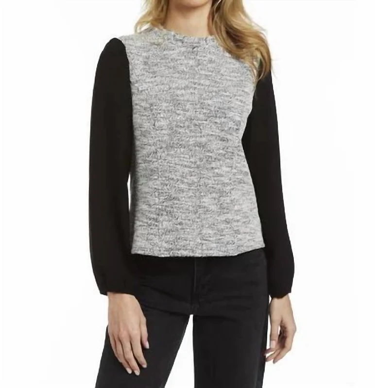 Women's Elegant Formal Outfit Mila Long Sleeve Top In White/black