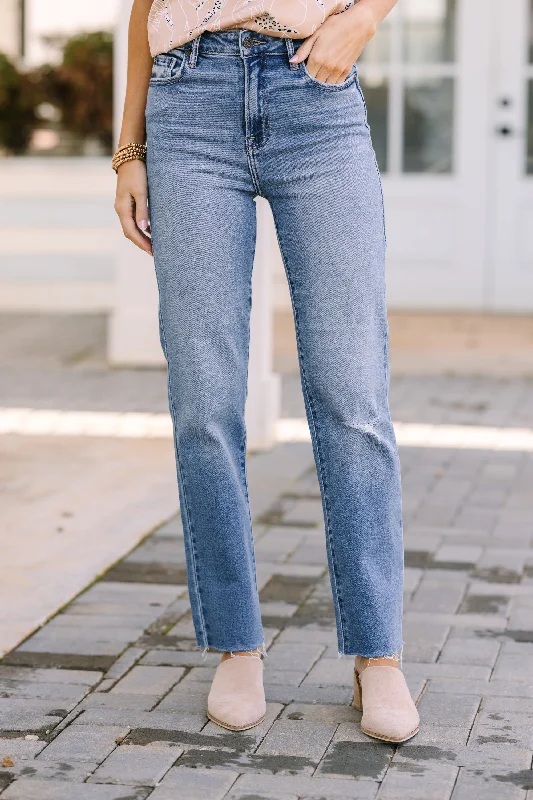 Vintage Fashion Hidden Jeans: Looking For You Medium Wash Straight Leg Jeans