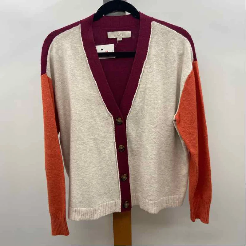 Women's Stylish Professional Apparel Loft Women's Size S Tan Color Block Cardigan