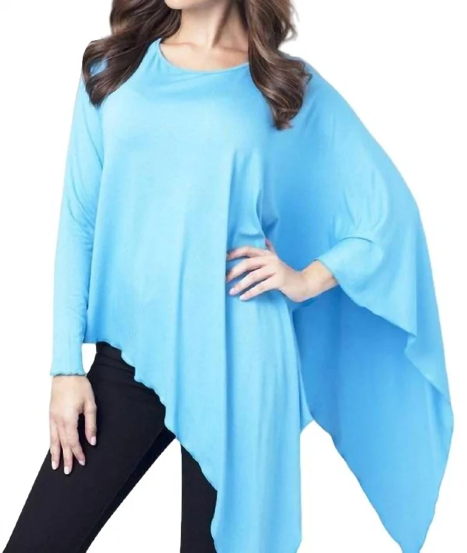 Casual Chic Asymmetrical Tunic Top In Turquoise