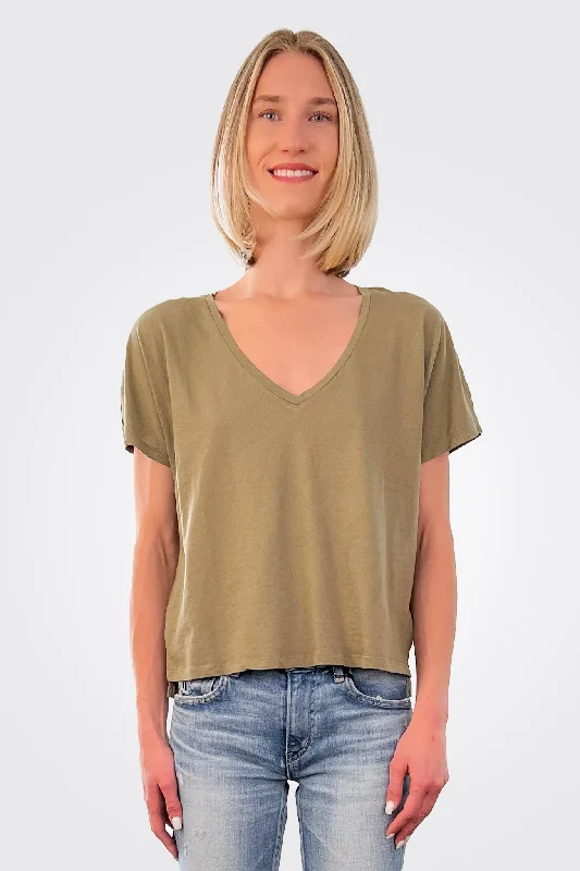 Women's High-Fashion Apparel Short Sleeve Tee - Safari Green