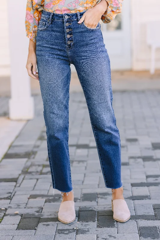 City Fashion Hidden Jeans: Take A Stand Dark Wash Straight Leg Jeans