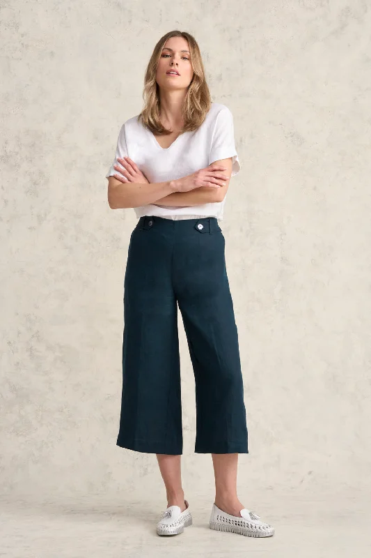 Online Boutiques Affordable Linen Culotte - Ink