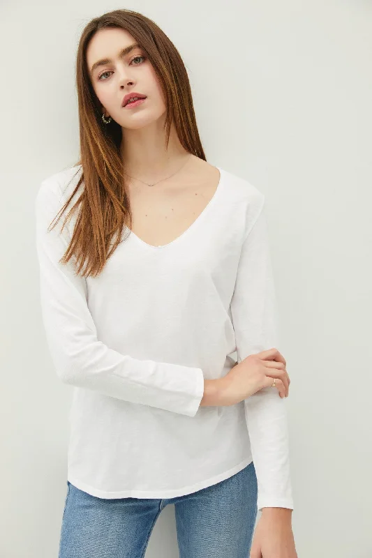 Women's Casual Apparel White Long Sleeve Shirt