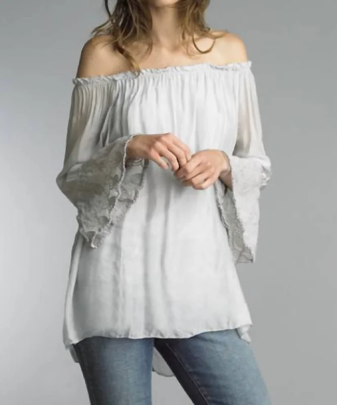 Casual Dresses for Women Denim Embroidered Tunic In Grey