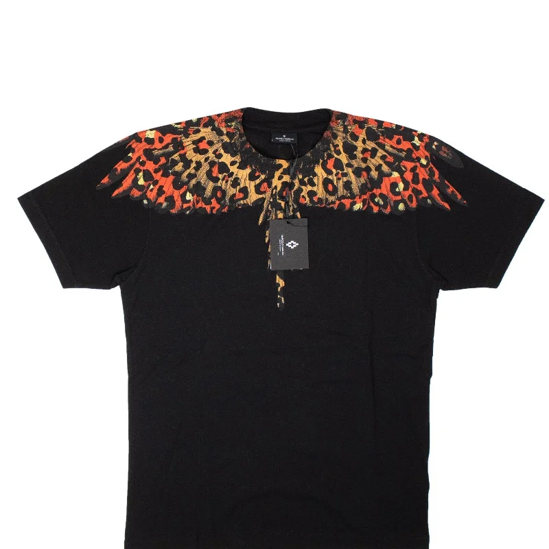 Women's Layered Outfit Marcelo Burlon Wings T-Shirt - Black/Leopard