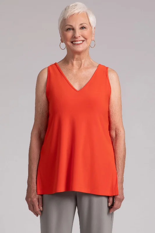 Women's Weekend Outfit Go To V-Neck Tank Relax | Orange