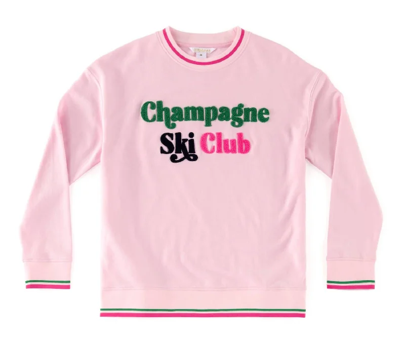 Clearance Sale Women's "champagne Ski Club" Sweatshirt In Pink