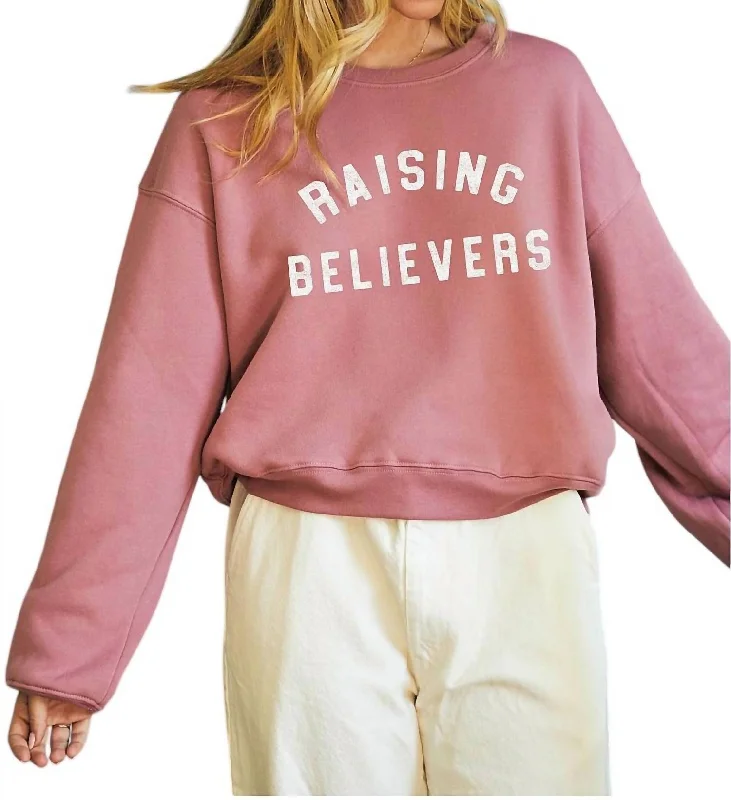 Modern Casual Clothing Raising Ballers Graphic Sweatshirt In Mauve