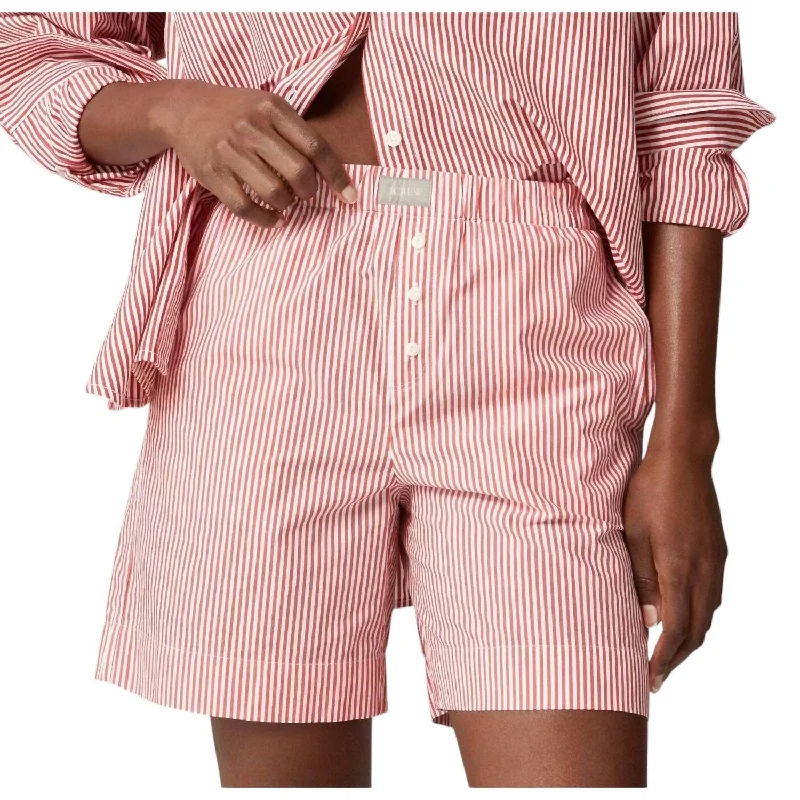 Affordable Women's Attire Women's Relaxed Boxer Shorts In Red/white Stripe