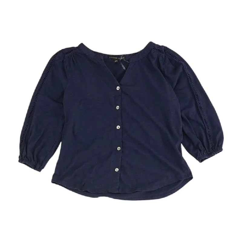 Current Trends Navy Solid Knit Top