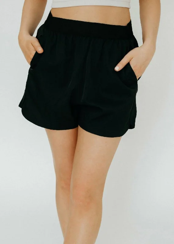 Relaxed Style Drapey Suiting Pull On Short In Black