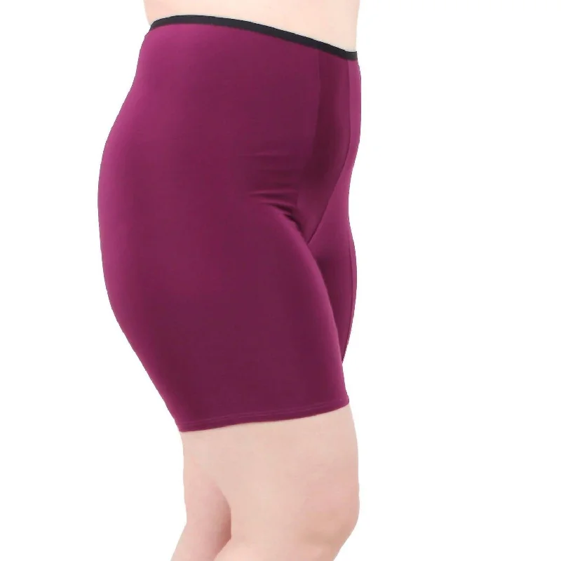 Women's Street Style Casual Wear Ultra High Waist Anti Chafing Shortlette Slipshort 6" In Purple