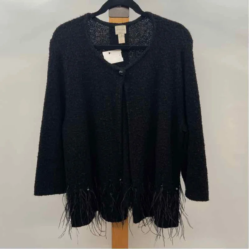 Seasonal Trends Chico's Women's Size XL Black Solid Cardigan