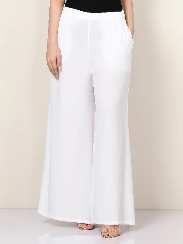 Comfortable Women's Outfits Grip Palazzo Pants - White