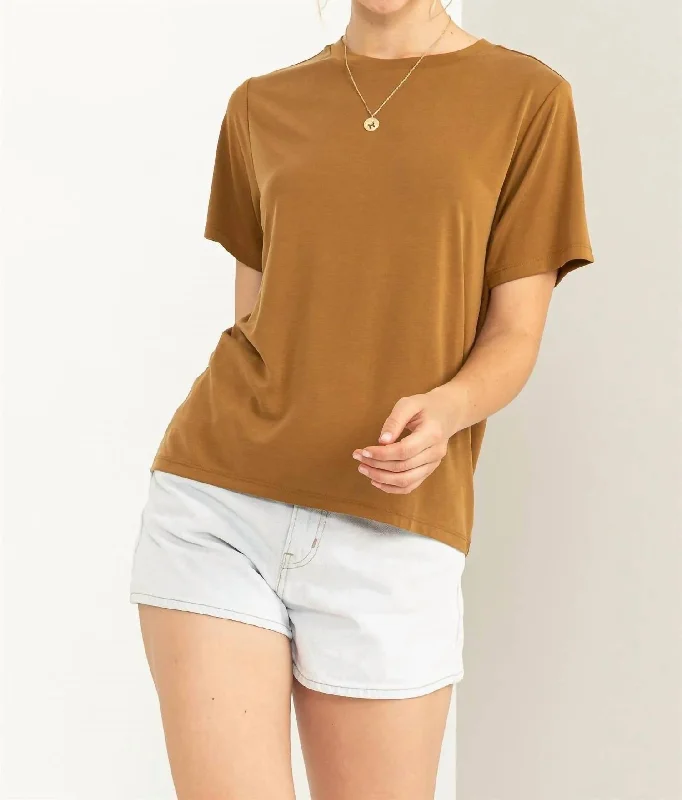 Flash Sales This Week Effortlessly Cool Short Sleeve Top In Pale Brown