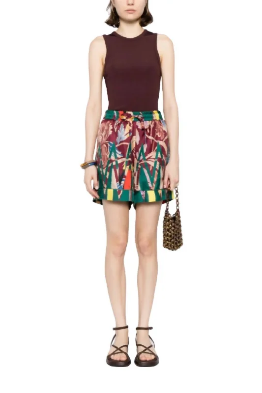 Women's Date Night Outfit Aloe Shorts In Burgundy Floral