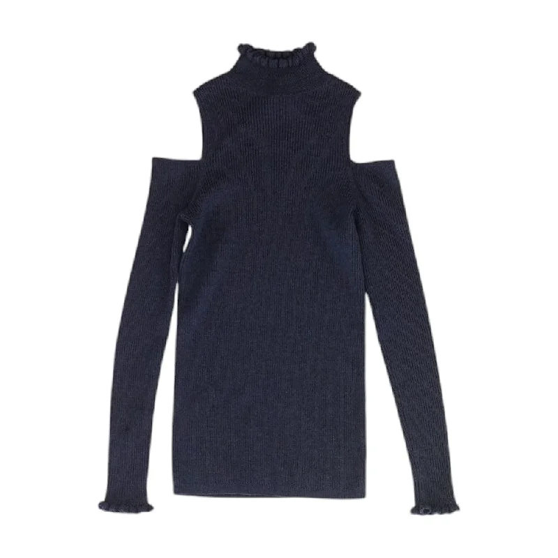 Bold Fashion Navy Solid Knit Top