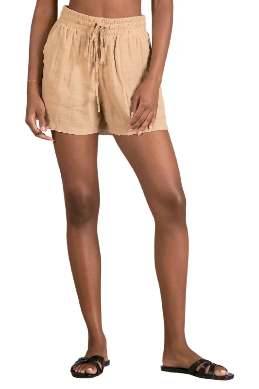 Street Style Fashion Melia Drawstring Shorts In Peanut