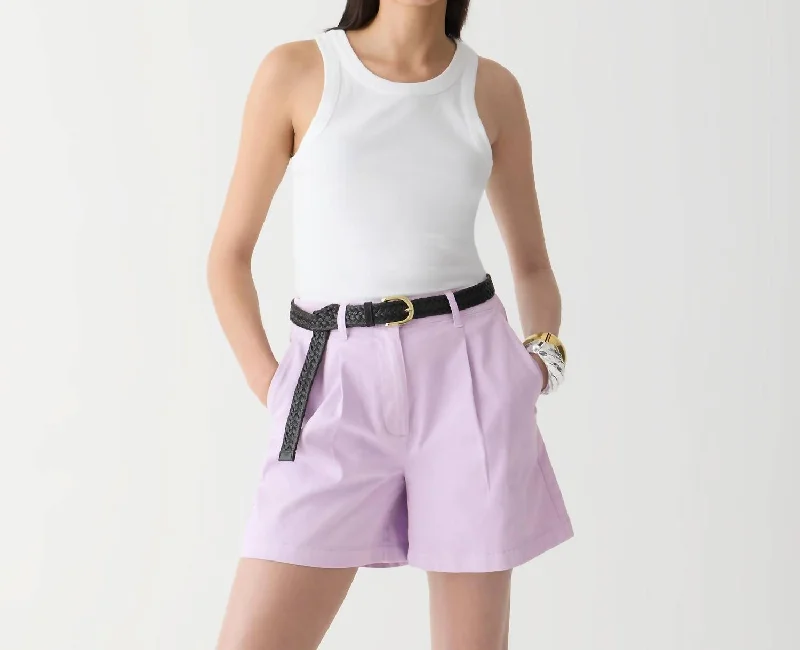 Stylish Women's Attire Pleated Capeside Chino Short In Vintage Lilac