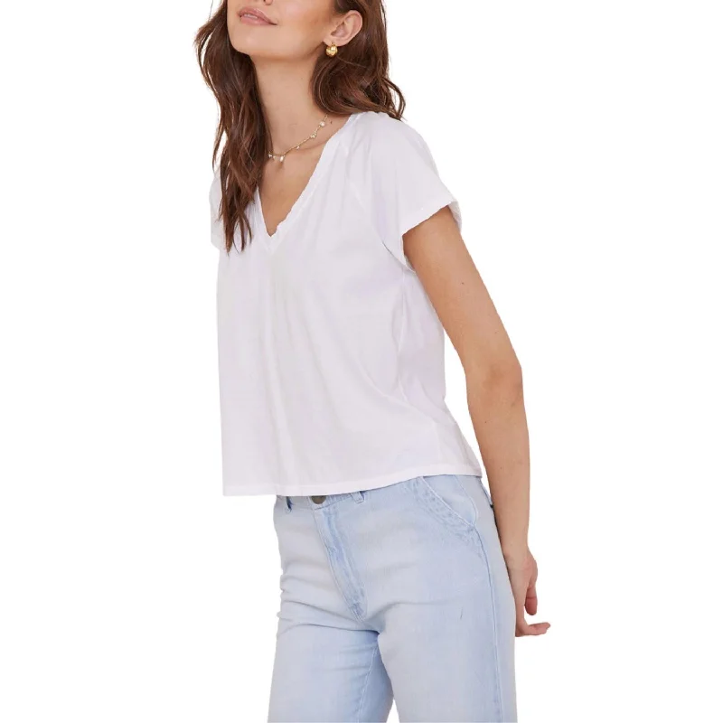 Affordable Women's Outfit Short Sleeve Raglan V-Tee In White