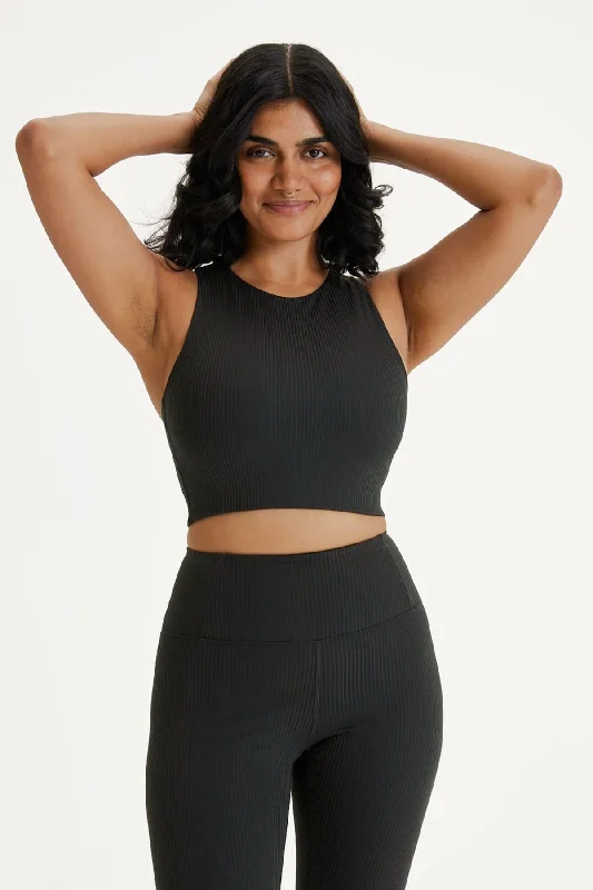 Women's Occasion Wear Apparel Black Rib Dylan Crop