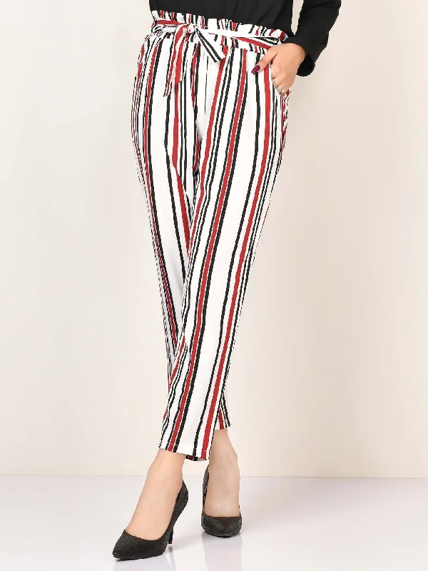 Women's Fashion Clothing Striped Tie Knot Pants