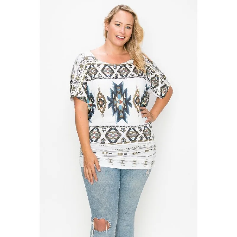 Formal Attire For Women Geometric-tribal Sublimation Print Top