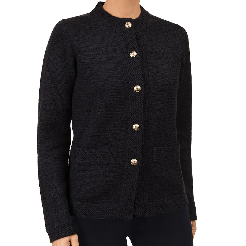 Stylish Dresses for Women Traforato Trim Cardigan in Navy