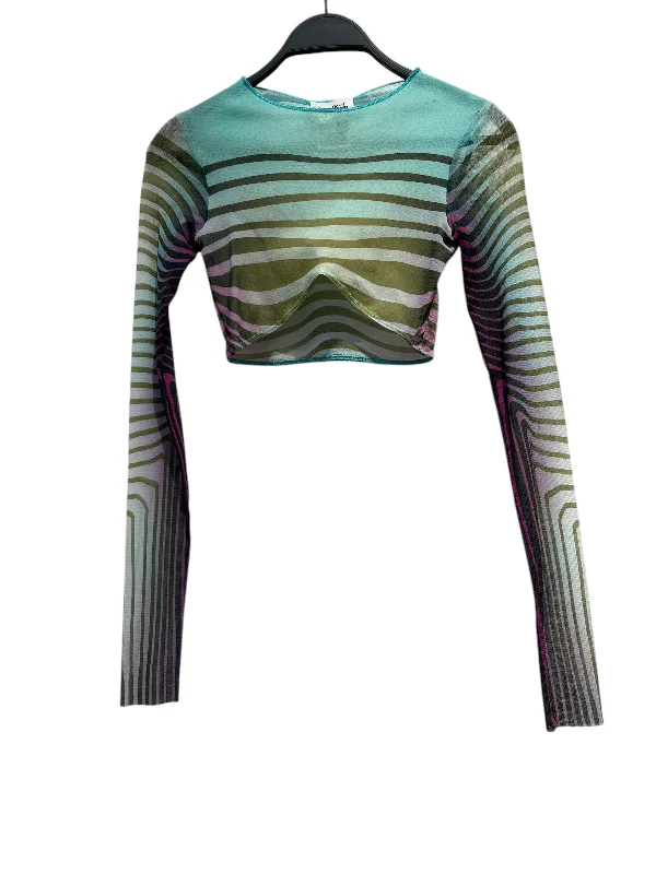 Fashionable Dresses for Women Jean Paul Gaultier/LS Shirt/XXS/Stripe/Polyester/BLU/LOVE MOI MESH CROP