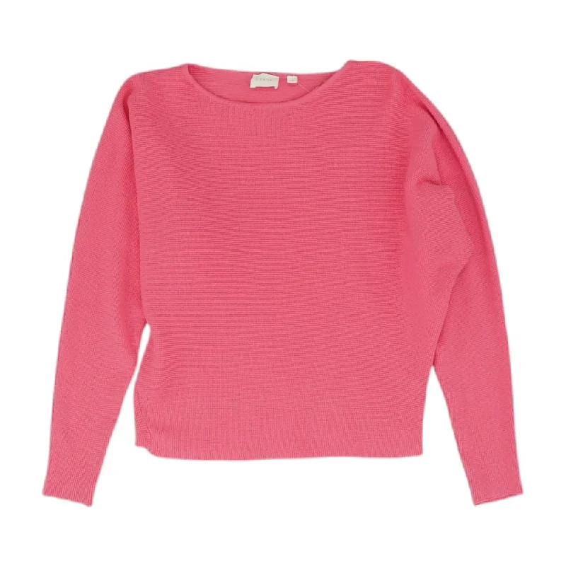 Luxe Women's Fashion Pink Solid Crewneck Knit Top