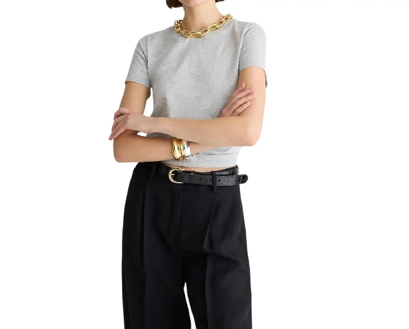 Women's Work Outfit For The Office Pima Cotton Slim-Fit T-Shirt In Heather Grey