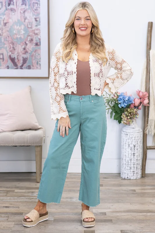 Latest Fashion YMI Mint Cropped Wide Leg Trouser Pants