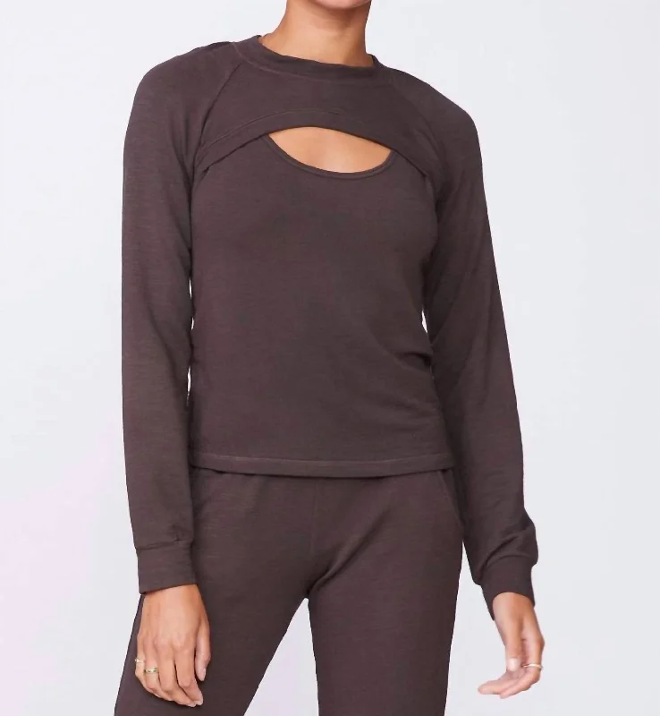 Women's Classic Attire Women's Peekaboo Sweatshirt In Cocoa