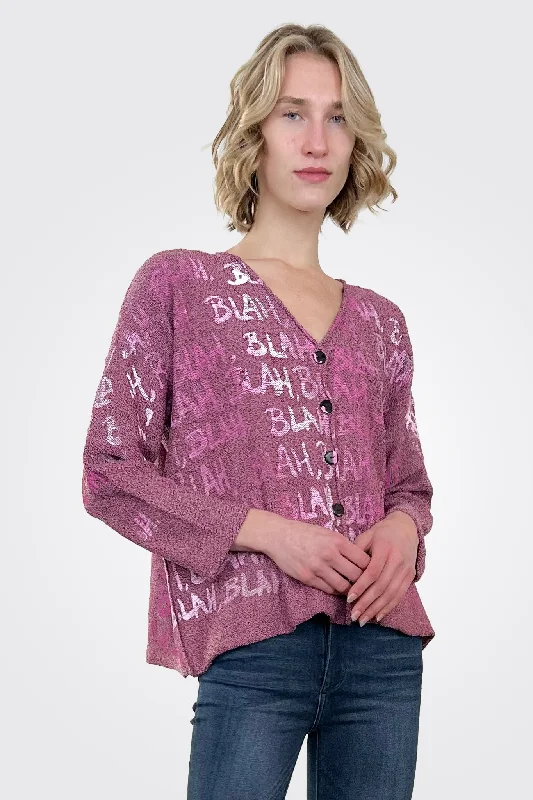 Women's Contemporary Apparel Button 'Blah' Cardigan - Rose Ombre