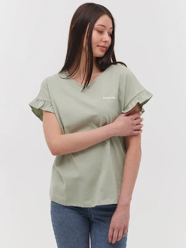 Women's Office Outfit Velmina Ruffle Sleeve T-Shirt