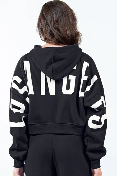 Timeless Elegance Los Angeles Cropped Hoodie - Black