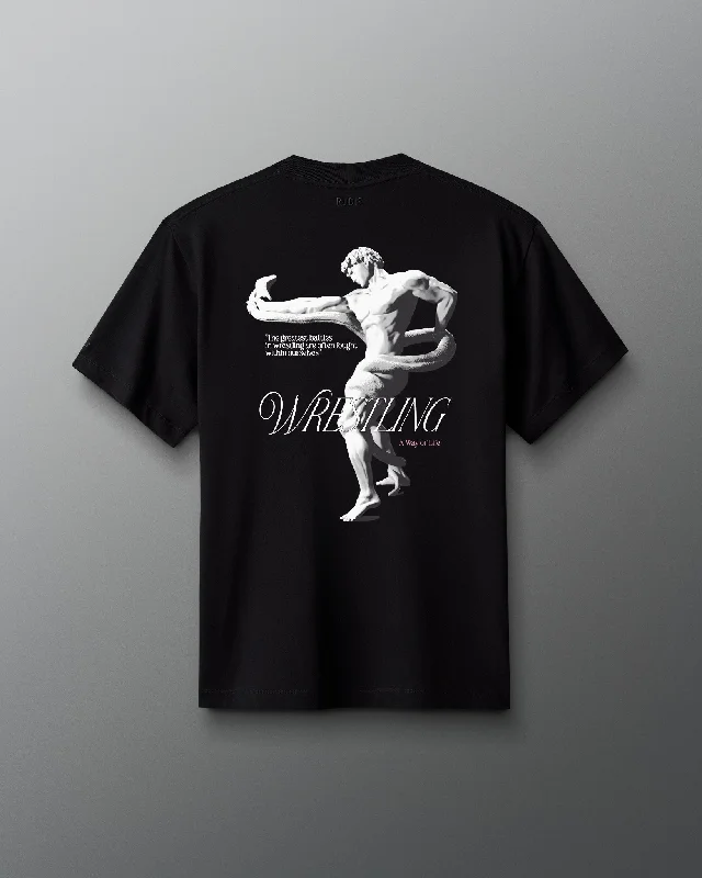 High Street Women's Fashion for Trendy Shoppers Grappling the Serpent Heavyweight T-Shirt