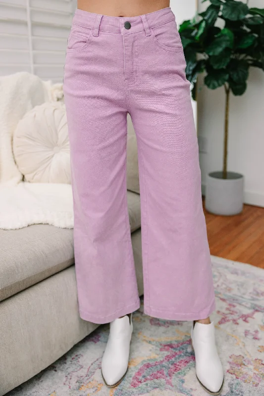 Casual Chic Wish For Fun Lavender Purple Crop Jeans